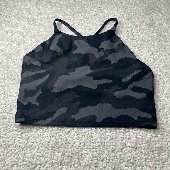 Old Navy Powersoft Longline Sports Bra Grey Camo - Picture 2 of 6